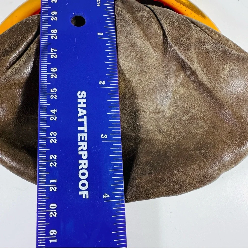 Vintage Brown and Orange leather and Bakelite Clutch